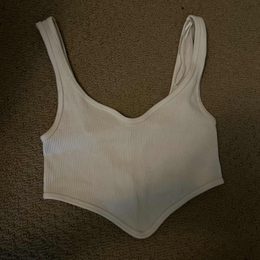 Zara White Ribbed Sleeveless Top